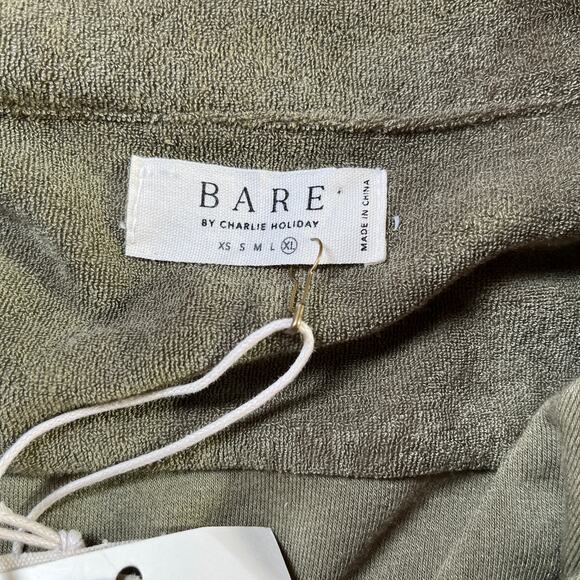 Bare Charlie Holiday The Terry Towelling Shirt‎ Womens XL Green Short Sleeve NEW - Picture 5 of 10